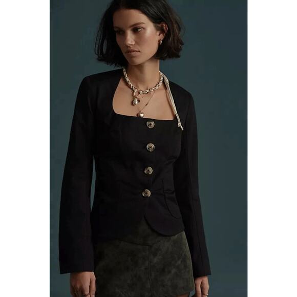Free People Courtship Blazer Jacket Black Size S Academia Twee Vamp Goth Emo - Picture 1 of 5